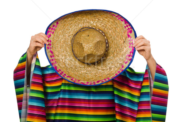 Handsome man in vivid poncho isolated on white Stock photo © Elnur