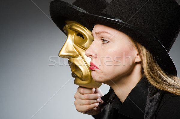 Mujer máscara funny cara trabajador caras Foto stock © Elnur