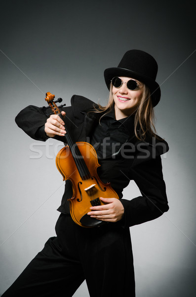 Stockfoto: Vrouw · spelen · klassiek · viool · muziek · hout