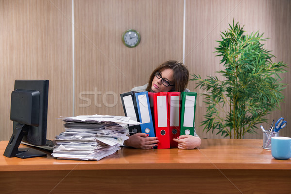 Businesswoman under stress working in the office Stock photo © Elnur