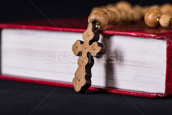 Bijbel kruis religieuze hout licht jesus Stockfoto © Elnur