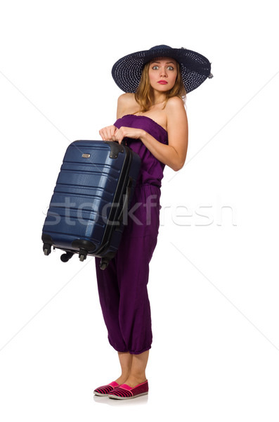 Woman with suitcase isolated on white Stock photo © Elnur