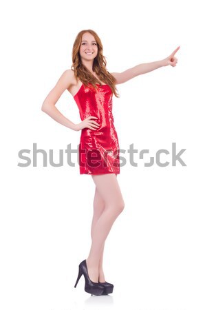 Pretty girl in red dress isolated on white Stock photo © Elnur