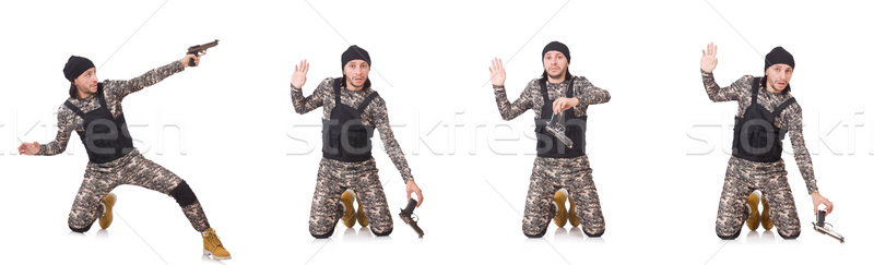 Soldado arma aislado blanco mano hombre Foto stock © Elnur