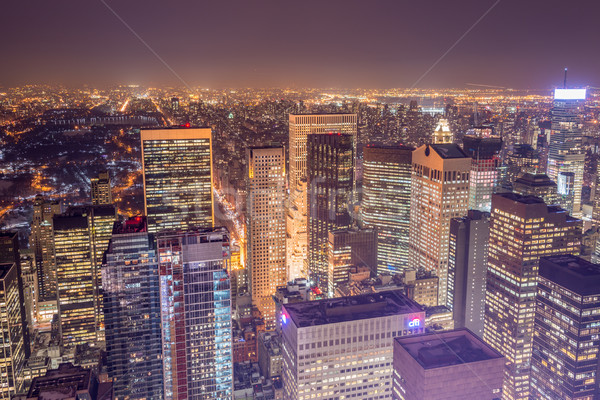 Nuit vue nouvelle Manhattan coucher du soleil affaires [[stock_photo]] © Elnur