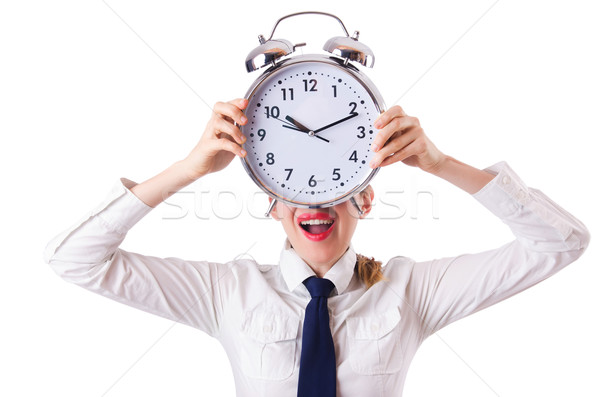 Woman businesswoman with giant clock Stock photo © Elnur