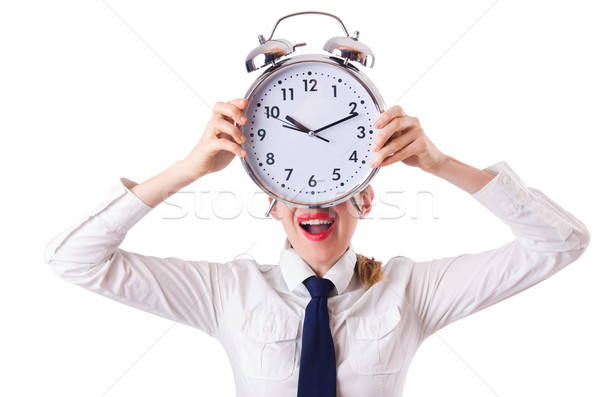 Femme femme d'affaires géant horloge bureau travaux [[stock_photo]] © Elnur