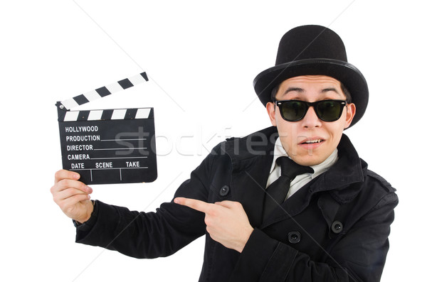 Man with movie clapper isolated on white Stock photo © Elnur