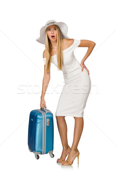 Kadın yaz tatili yalıtılmış beyaz kız arka plan Stok fotoğraf © Elnur