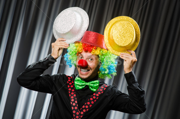 Stock foto: Funny · Clown · witzig · Vorhang · Lächeln · Geburtstag