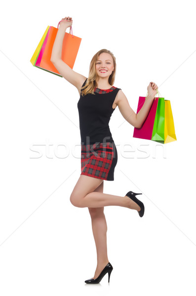 Woman after shopping spree on white Stock photo © Elnur