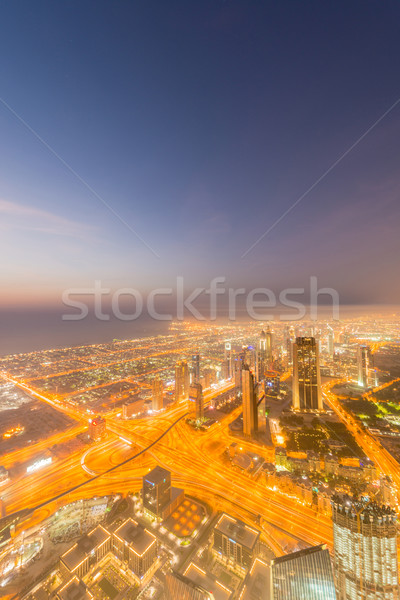 Stok fotoğraf: Panorama · gece · Dubai · gün · batımı · gökyüzü · su