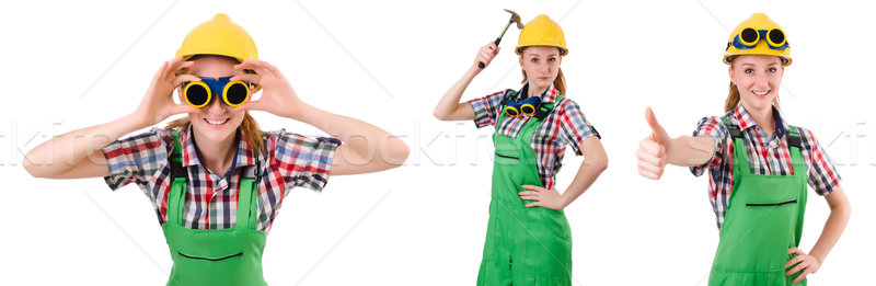 Woman in green coveralls isolated on white Stock photo © Elnur