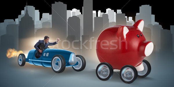 The man chasing piggybank in business concept Stock photo © Elnur