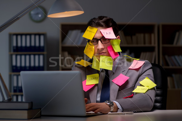 Businessman staying late to sort out priorities Stock photo © Elnur