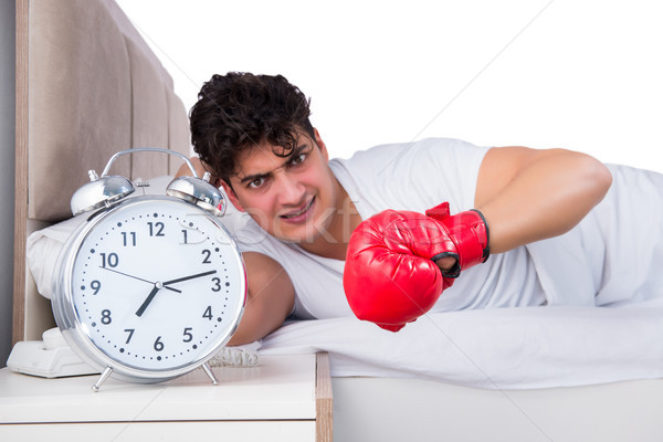 Man in bed suffering from insomnia Stock photo © Elnur