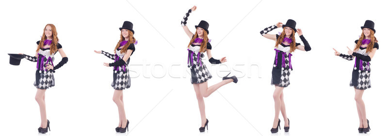 A girl in harlequin costume isolated on white Stock photo © Elnur