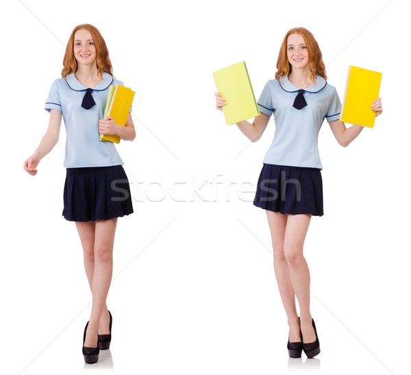 Young diligent student with textbooks isolated on white Stock photo © Elnur