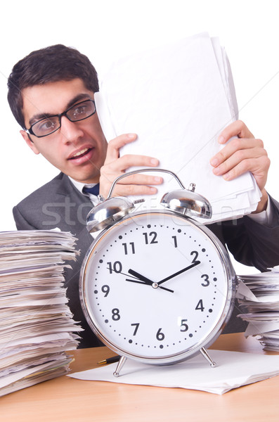 Femme affaires géant réveil horloge travaux [[stock_photo]] © Elnur