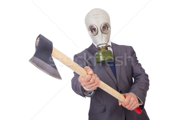 Empresario máscara de gas aislado blanco hombre Foto stock © Elnur