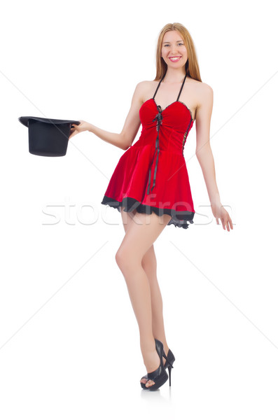 Stock photo: A girl in red dress isolated on white