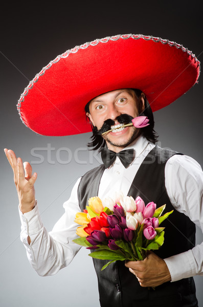 Mexican man wears sombrero isolated on white Stock photo © Elnur