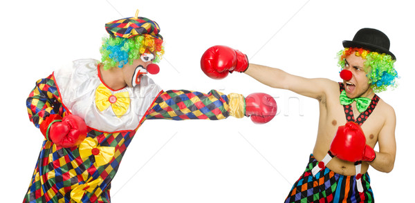 Clown with boxing gloves isolated on the white Stock photo © Elnur