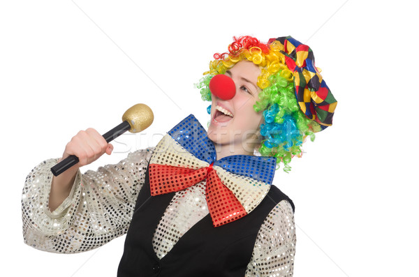 Female clown with maracas isolated on white Stock photo © Elnur