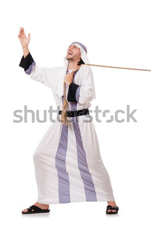 Stock photo: Funny karate fighter with nunchucks on white