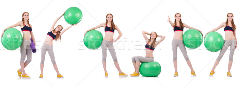 Set of photos with model and swiss ball Stock photo © Elnur