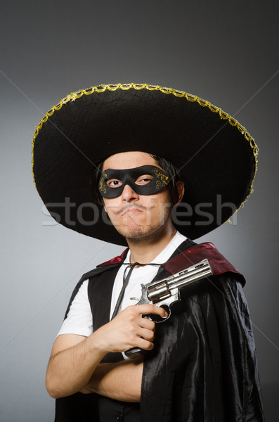 [[stock_photo]]: Personne · sombrero · chapeau · drôle · suicide