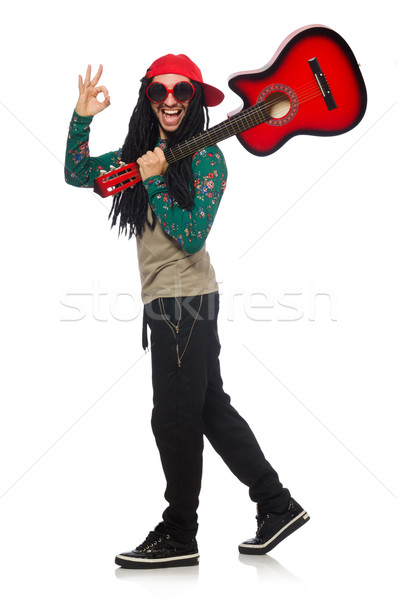 Man with guitar in musical concept on white Stock photo © Elnur