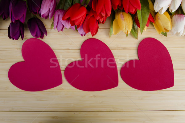 Tulips flowers arranged with copyspace for your text Stock photo © Elnur