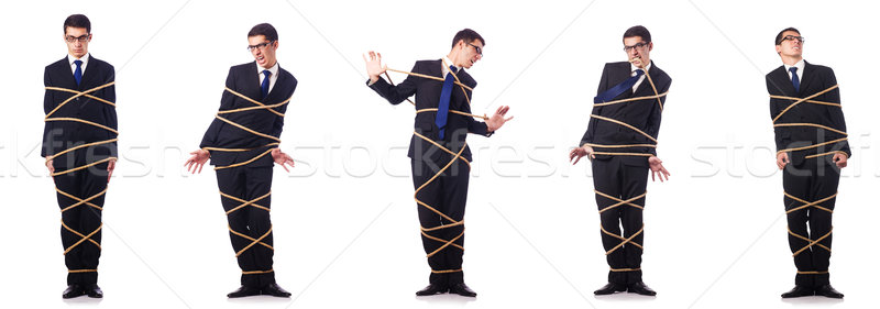 Businessman roped isolated on white background Stock photo © Elnur