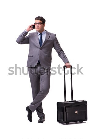 Stock foto: Junger · Mann · Geschäftsreise · isoliert · weiß · Business · Hintergrund