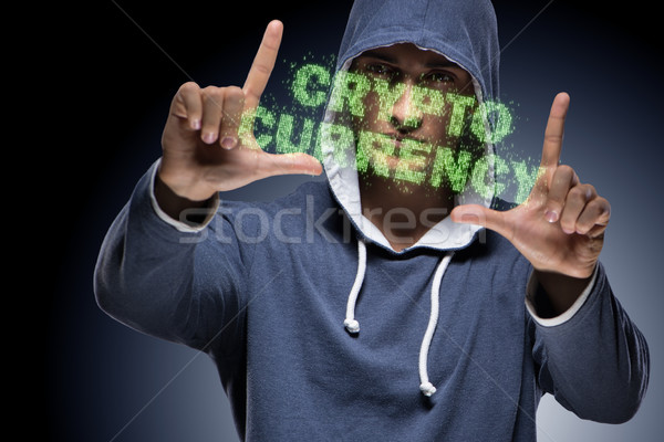 Hacker hacking cryptocurrency in blockchain concept Stock photo © Elnur