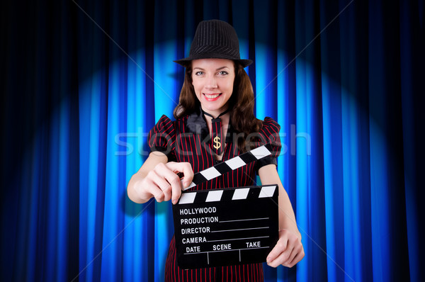 Foto stock: Mujer · gangster · película · película · fondo · seguridad