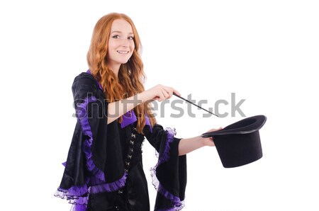 Woman exercising with swiss ball on white Stock photo © Elnur