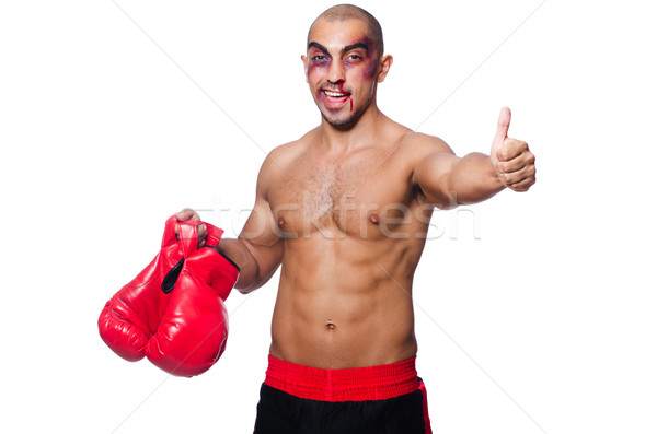 Stock photo: Badly beaten boxer isolated on white