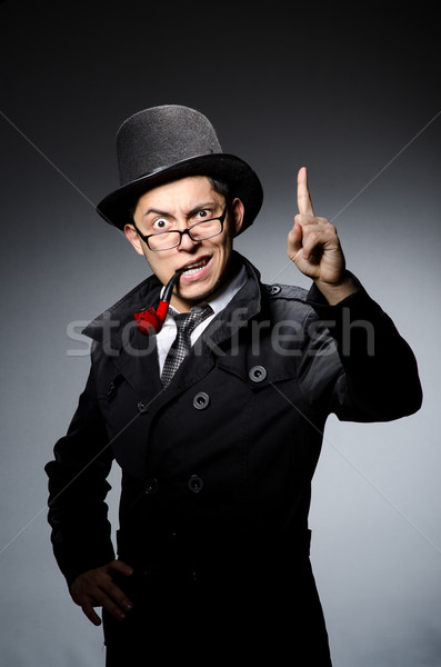 Funny detective with pipe and hat Stock photo © Elnur