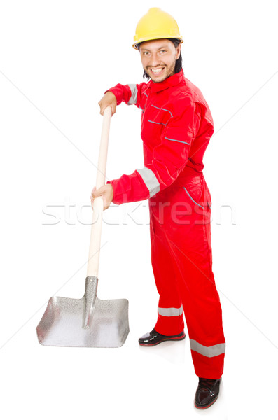 Man in red coveralls with spade Stock photo © Elnur