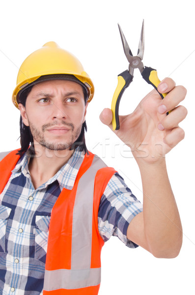 Young construction worker with nippers isolated on white Stock photo © Elnur