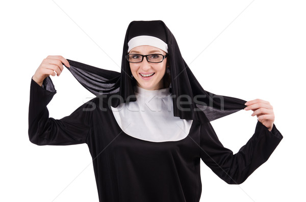 Young smiling nun isolated on white Stock photo © Elnur