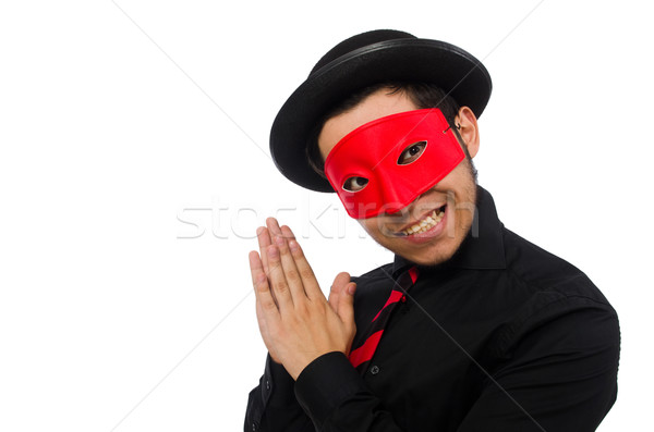 Young man with red mask isolated on white Stock photo © Elnur
