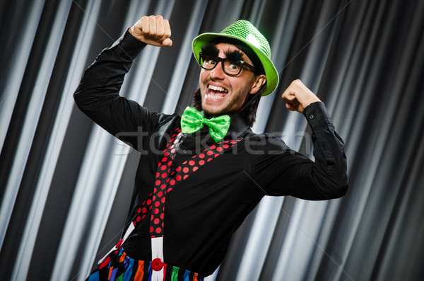 Funny Clown witzig Vorhang Lächeln Geburtstag Stock foto © Elnur