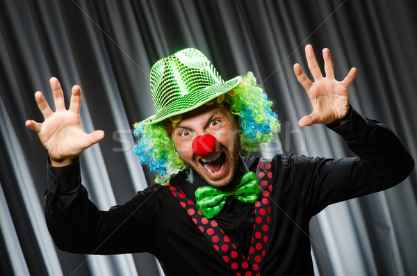 Photo stock: Drôle · clown · humoristique · rideau · sourire · anniversaire