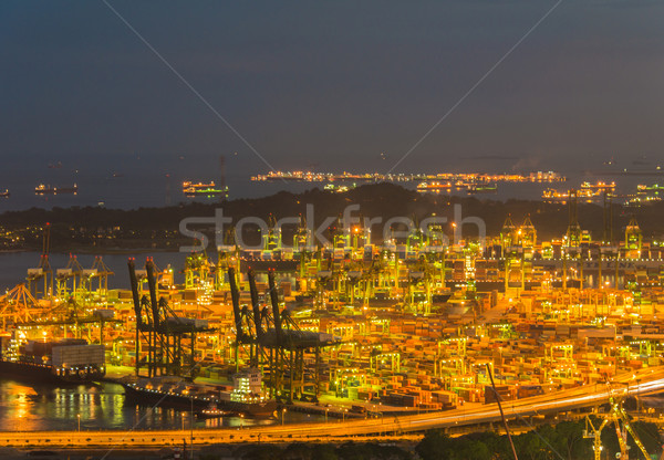 [[stock_photo]]: Singapour · contenant · port · navire · acier