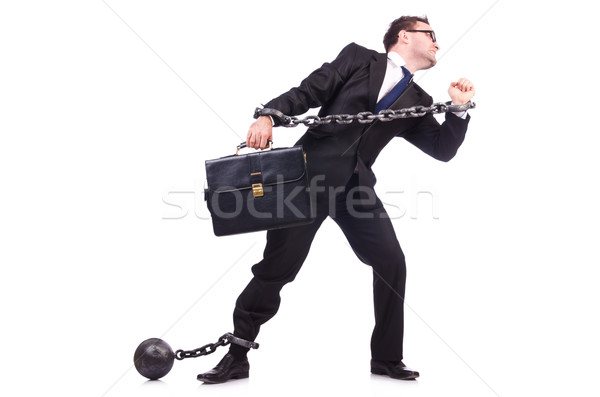 Foto stock: Empresario · cadena · aislado · blanco · negocios · pelota