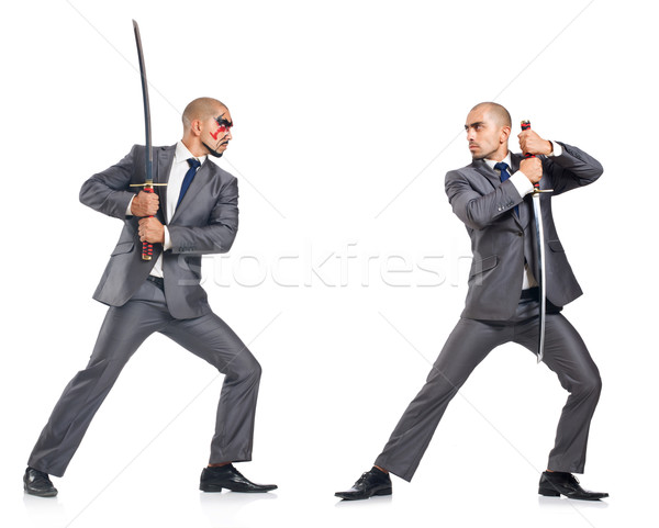 Két férfi kard izolált fehér üzlet munka Stock fotó © Elnur