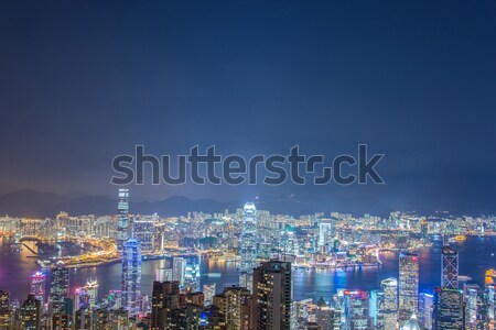 Foto stock: Vista · Hong · Kong · puesta · de · sol · cielo · edificio · ciudad